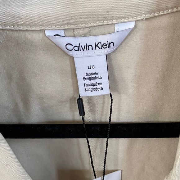 Calvin Klein Cream Cropped Double-Breasted Trench Jacket - Picture 2 of 9